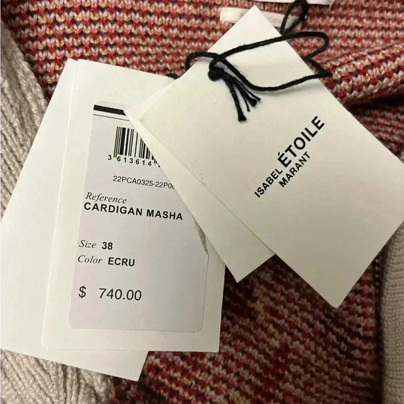 NWT Isabel Marant Etoile Masha Cardigan Zip Sweater Ecru EU 38 US 6 - Picture 7 of 7